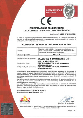 Certificado de marcado CE